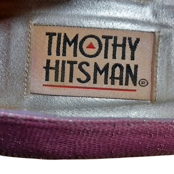 Timothy Hitsman Vintage Purple Dark Lavender Textured Leather Square Toe Heels - Picture 13 of 15